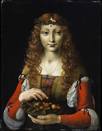 樱桃女孩`Girl with Cherries (ca. 1491–95) by Marco d; Oggiono