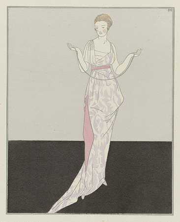 伯格森答应来沃思晚餐礼服`Bergson a promis de venir ; Robe de dîner de Worth (1914) by Bernard Boutet de Monvel