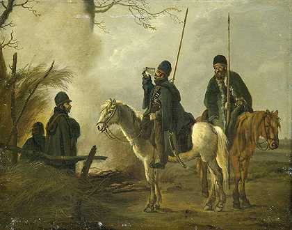 1813年的哥萨克前哨`Cossack Outpost in 1813 (1813 ~ 1815) by Pieter Gerardus van Os