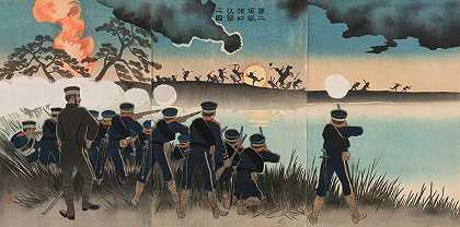 第二集团军对亚瑟港的进攻`The Second Army’s Assault on Port Arthur (1894) by Kobayashi Kiyochika
