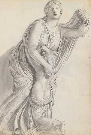 尼奥贝和她最小的女儿的研究，来自罗马美第奇花园别墅的尼奥比集团`Study of Niobe With Her Youngest Daughter, from the Niobid Group, Villa Medici Gardens, Rome (1787) by John Flaxman