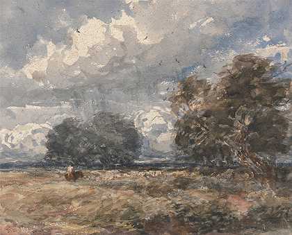 放羊，刮风的日子`Shepherding the Flock, Windy Day (1848) by David Cox