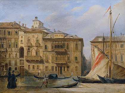 威尼斯大运河`Der Canale Grande in Venedig (1850) by Franz Alt