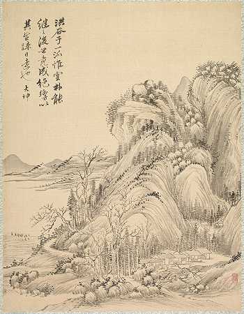 叠山下的住宅`Dwellings beneath Folded Hills (1847) by Tsubaki Chinzan