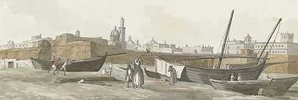 南侧巴里港的景观`Gezicht op de haven van Bari aan de zuidkant (1778) by Abraham-Louis-Rodolphe Ducros