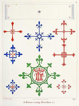 用于标记祭坛亚麻布的十字架`Crosses for marking Altar Linen (1846) by Augustus Pugin
