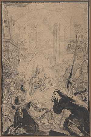 牧羊人的朝拜`Adoration of the Shepherds (ca. 1620–30) by Claude Vignon