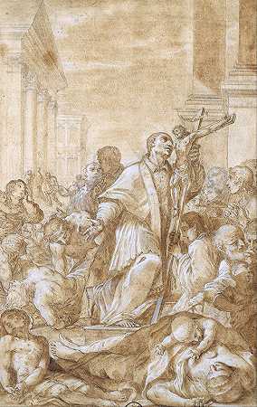 瘟疫患者中的圣卡洛·波罗密欧`Saint Carlo Borromeo among the Plague Sufferers (1715) by Benedetto Luti