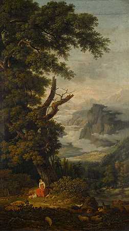 阿尔卑斯山牧羊女`La Bergère des Alpes by Jean-Pierre Péquignot
