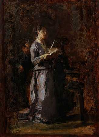 学习可怜的歌`Study for Pathetic Song (1881) by Thomas Eakins