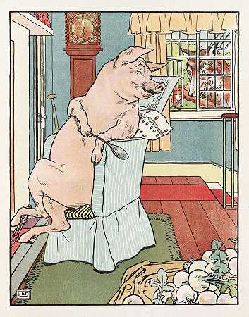 三只小猪的故事`The story of the three little pigs Pl 5 (1904) by Leonard Leslie Brooke