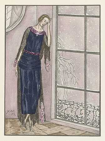 冬天快到了晚餐礼服，来自Doeuillet`Hiver approche ; Robe de diners, de Doeuillet (1921) by Paul Zenker