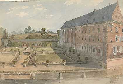 马斯特里赫特附近的老琼斯花园`Garden of Vieux Jones near Maastricht (between 1784 and 1794) by Charles Gore