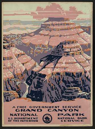大峡谷国家公园，免费政府服务`Grand Canyon National Park, a free government service (ca. 1938) by Don Chester Powell