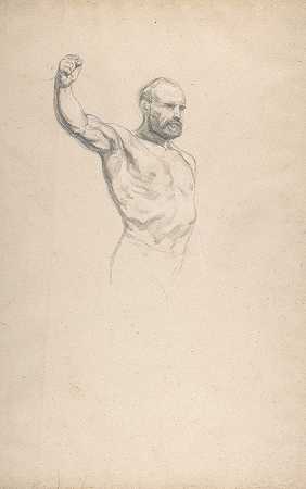 留着胡子、裸露胸部的男性身材，研究对象为马展`Bearded, bare~chested male figure, study for The Horse Fair (1852–53) by Rosa Bonheur