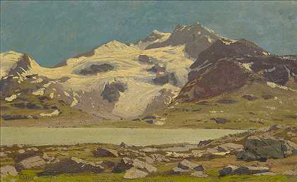 高山湖泊景观`Alpine Landscape with Lake by Joseph Geisser