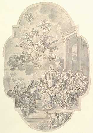 圣本笃的愿景`The Vision of Saint Benedict (1740) by Francesco de Mura