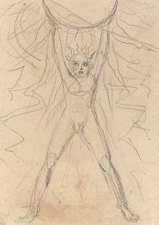 支持太阳的视轴（直视）`Los Supporting the Sun (recto) (probably c. 1793) by William Blake