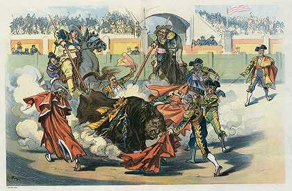 伟大的美国斗牛`The great American bull~fight (1912) by Udo Keppler
