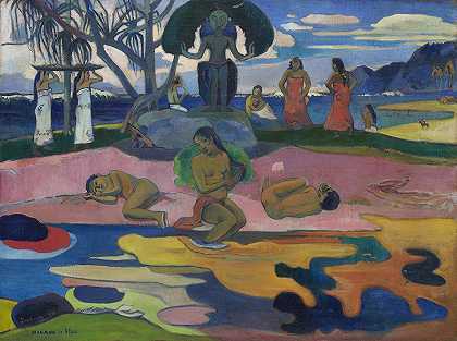 玛哈娜·诺阿图亚（神的日子）`Mahana no atua (Day of the God) (1894) by Paul Gauguin