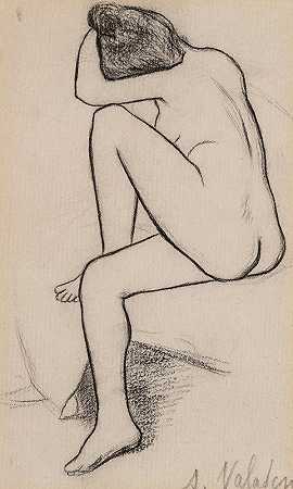 裸体女人，坐着`Femme nue, assise (circa 1895~1900) by Suzanne Valadon