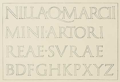 罗马铭文的一部分，随附字母`Portion of Roman Inscription with Supplied letters (1902) by Frank Chouteau Brown