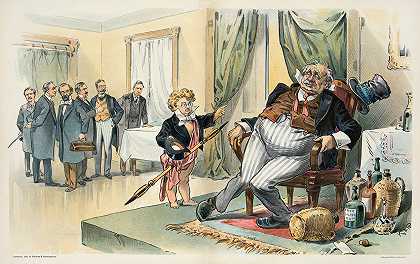 政治上的痴迷症`A desperate case of political dipsomania (1896) by Udo Keppler