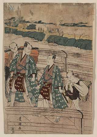 Azumabashi o wataru ichikawa omezōto sawamura gennosuke`Azumabashi o wataru ichikawa omezō to sawamura gennosuke (1804) by Toyokuni Utagawa
