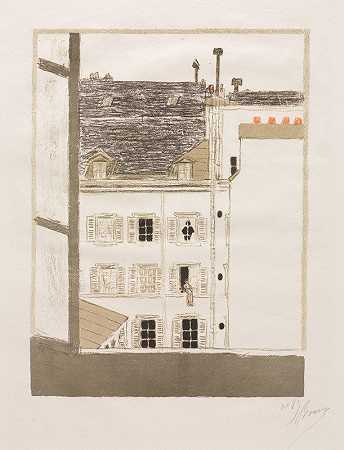 院子里的房子`Houses In A Courtyard (1899) by Pierre Bonnard