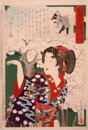 艺妓`Geisha by Cherry Trees at 3;00 p.m (1880) by Cherry Trees at 3;00 p.m by Tsukioka Yoshitoshi