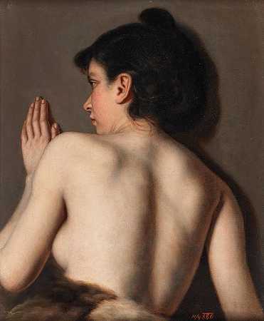 一个女性裸体，从后面看`A Female Nude, Seen From Behind (1880)