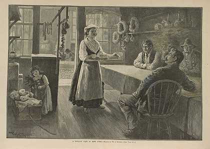 纽约的一家西西里咖啡馆`A Sicilian café in New York (1889) by William Allen Rogers