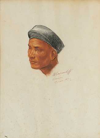 越南男子肖像`Portrait of A Vietnamese Man (1932) by Alexander Evgenievich Yakovlev