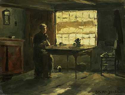 博伦内尔`Boereninterieur (1870 ~ 1903) by Johan Hendrik Weissenbruch