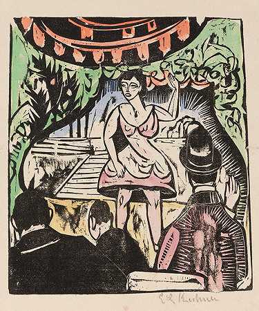 小杂耍歌手`Kleines Variete mit Sängerin (1912) by Ernst Ludwig Kirchner