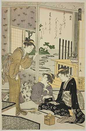 亨乔，选自六位不朽诗人`Henjo, from the series Six Immortal Poets (Rokkasen) (c. 1789~90) by Chōbunsai Eishi