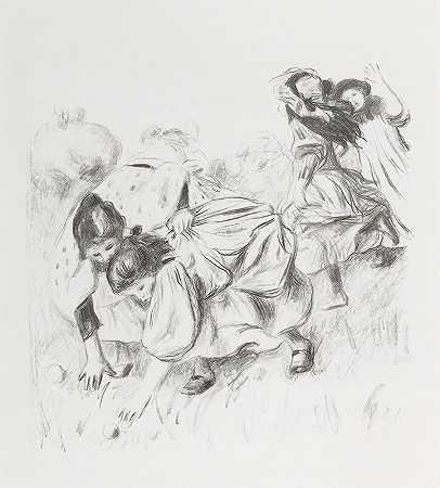 孩子们打球`Enfants jouant à la balle by Pierre-Auguste Renoir