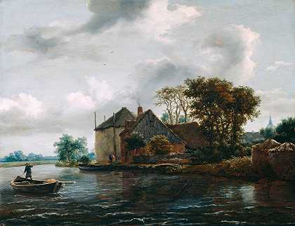 河边的农场和草垛`Farm and Hayrick on a River (late 1640s) by Jacob van Ruisdael