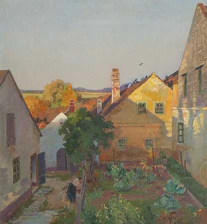在夕阳下`In der Abendsonne (before 1917) by Therese Schachner