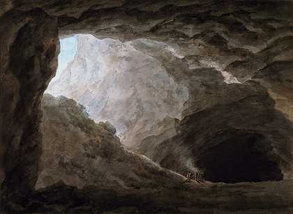 坎帕尼亚的一个洞穴`A Grotto in the Campagna (1776) by John Robert Cozens