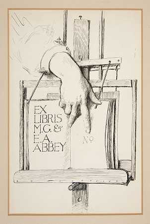 写生M.G.&ampE.A.修道院`Sketch for Ex Libris; M.G. & E.A. Abbey by Edwin Austin Abbey