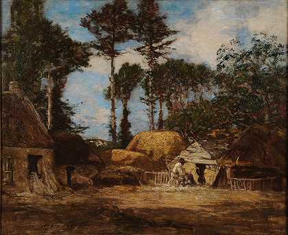 布列塔尼农场`Une ferme bretonne (1857) by Eugène Boudin