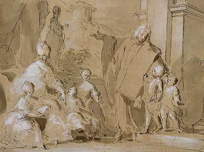 威尼斯家庭肖像团体`A Venetian Family Portrait Group (after 1750) by Pietro Antonio Novelli
