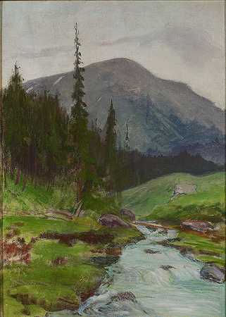 山地景观`Mountain landscape (circa 1903) by Władysław Ślewiński