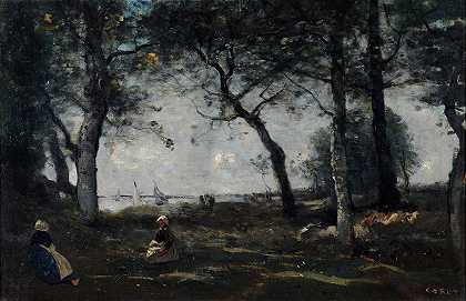 霍夫勒`Honfleur (1850~1870) by Jean-Baptiste-Camille Corot