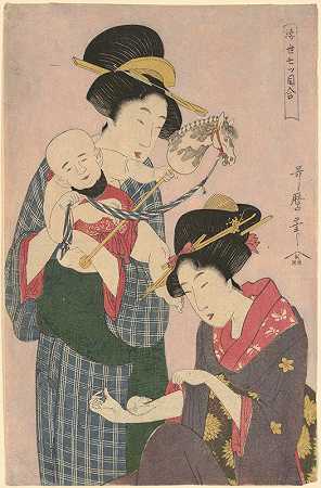 老鼠和马`Rat and Horse (ca. 1800–1801) by Kitagawa Utamaro