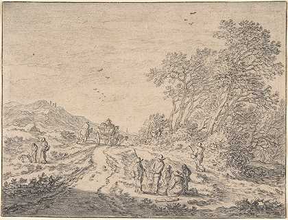 路上的人影`Figures on a Road (17th century) by Pieter de Molijn