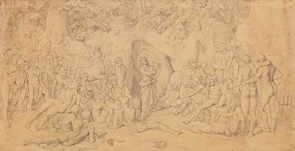 阿戈纳人在凯龙听俄耳甫斯的歌`Die Argonauten bei Chiron, dem Gesang des Orpheus lauschend (1848) by Franz Theodor Grosse
