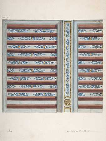 圣奥宾城堡天花板设计`Design for Ceiling, Château de St. Aubin (19th Century) by Jules-Edmond-Charles Lachaise