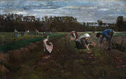 马铃薯收获`Potato Harvest (1875) by Max Liebermann